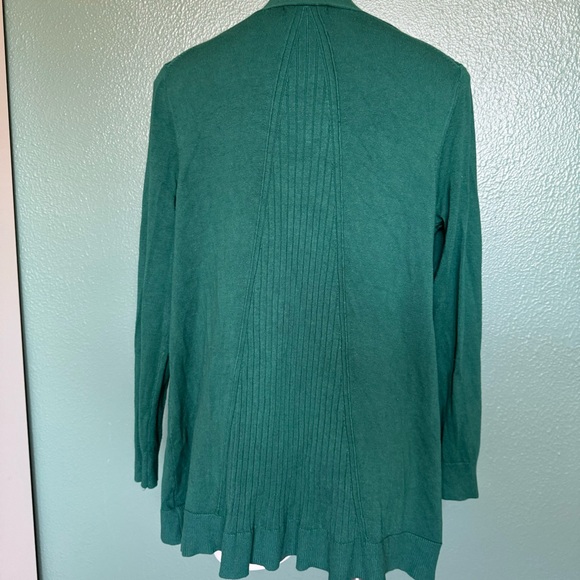 Liz Claiborne Emerald Green Long Sleeve Cardigan Sweater Flowy Top Fall Winter - Picture 8 of 9